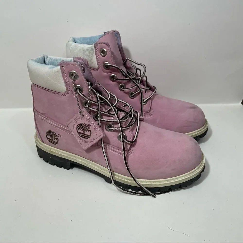 Timberland Pink & White Classic Leather Boots